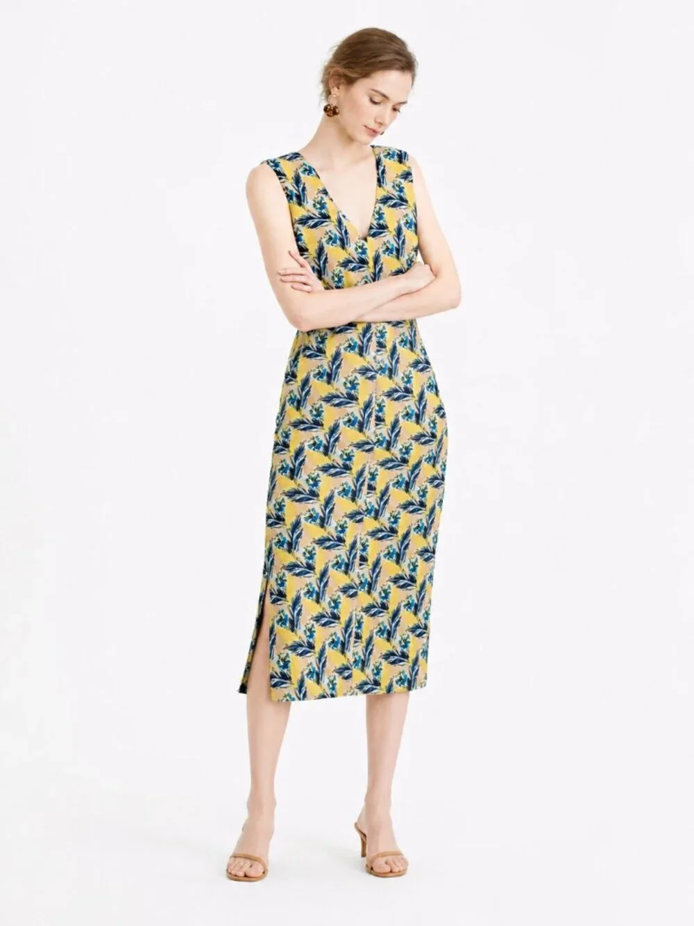 J. Crew 100% Silk Spring Meadow Floral Dress – Size 6 – Yellow